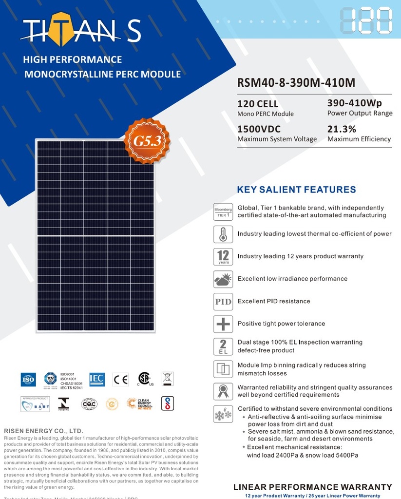 Батарея солнечная RISEN RSM144-6-410M