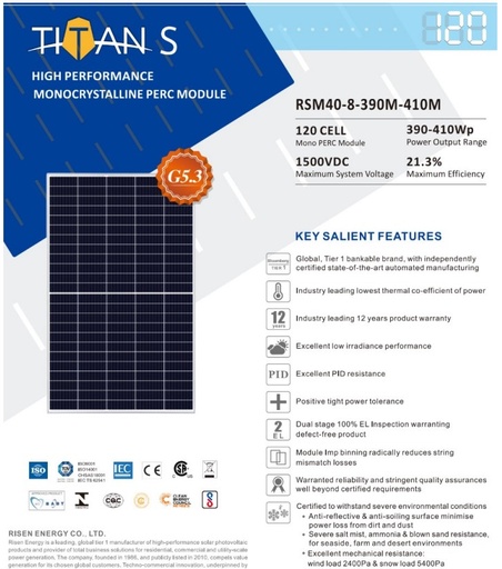 Батарея сонячна Risen Solar 410 Вт моно